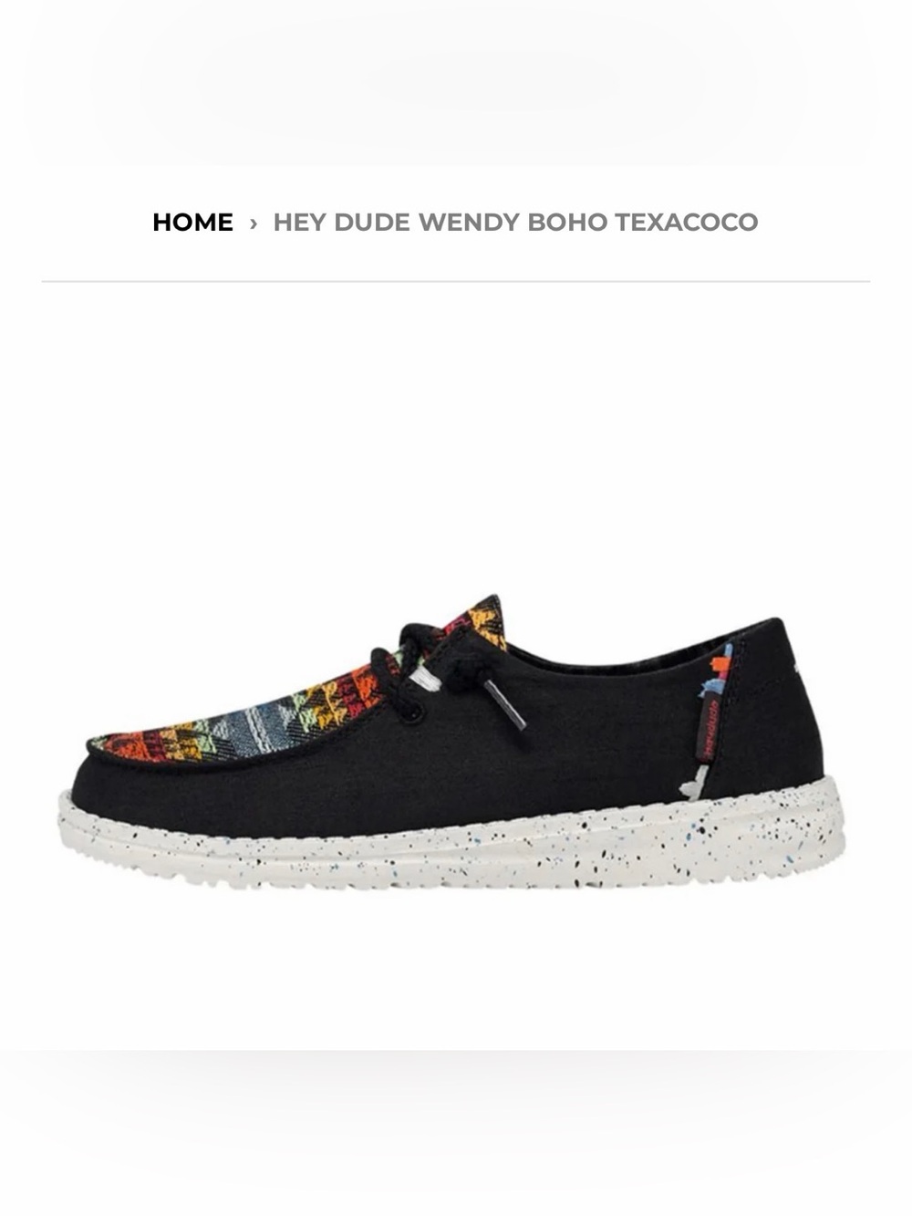 Hey Dude Wendy Black Canvas Slip-On with Multicolor Woven Accent - Picture 3 of 11